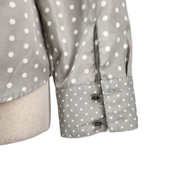 The Limited Polka Dot Henley Blouse – Women’s Medium Gray White Chic Classic - Picture 6 of 6